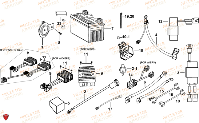 Systeme Electrique 3 TGB Pieces TGB FARM 600 EPS (No Serie RFCWTHTBA.. Type: FWH-HFET)