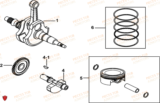 Vilebrequin TGB Pieces TGB FARM 600 EPS (No Serie RFCWTHTBA.. Type: FWH-HFET)