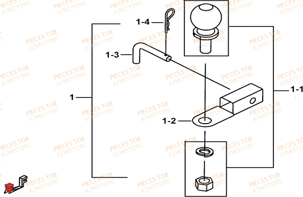 Attelage (option) AZMOTORS Pieces TGB TARGET 325 (No serie RFCFCCVSA.... Type VSC)