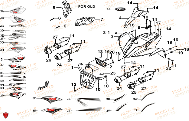 Carrosserie Avant TGB Pieces TGB TARGET 325 (No serie RFCFCCVSA.... Type VSC)