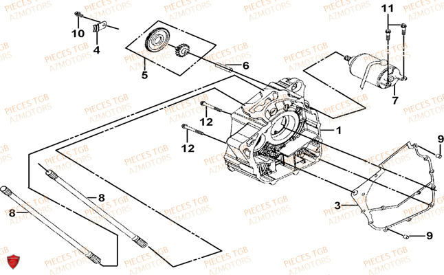 Carter Moteur Droit TGB Pieces TGB TARGET 325 (No serie RFCFCCVSA.... Type VSC)