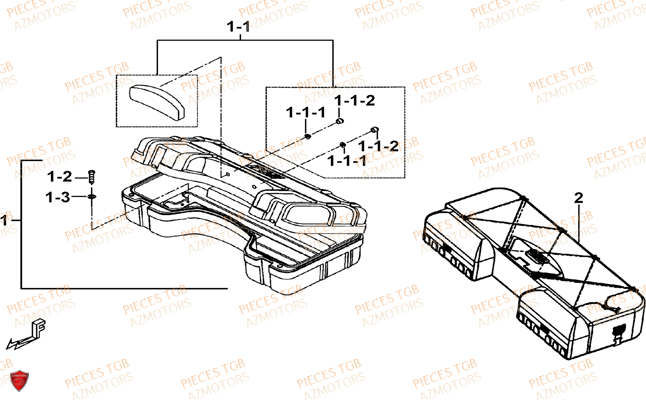 Coffre Arriere (option) AZMOTORS Pieces TGB TARGET 325 (No serie RFCFCCVSA.... Type VSC)