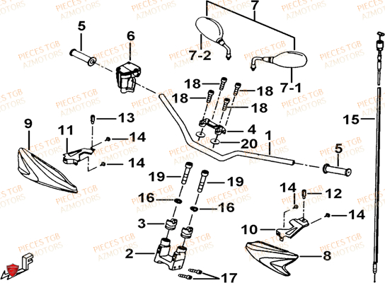 Guidon TGB Pieces TGB TARGET 325 (No serie RFCFCCVSA.... Type VSC)