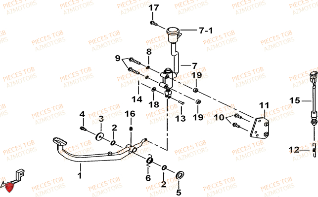 Pedale De Frein TGB Pieces TGB TARGET 325 (No serie RFCFCCVSA.... Type VSC)