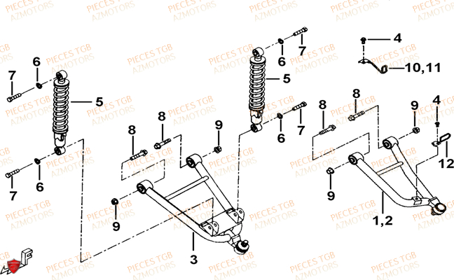 Suspension Avant TGB Pieces TGB TARGET 325 (No serie RFCFCCVSA.... Type VSC)