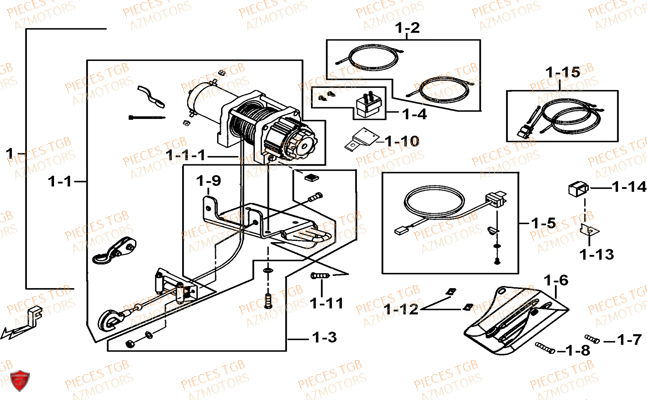 Treuil (modele Tgb Ly) AZMOTORS Pieces TGB TARGET 325 (No serie RFCFCCVSA.... Type VSC)