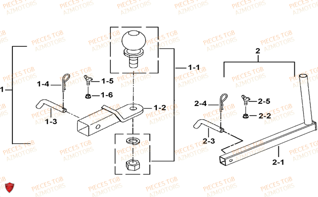 Attelage (option) AZMOTORS Pieces TGB TARGET 400/425 4x4 (No Serie RFCFBEVEA.. Type: VSE)