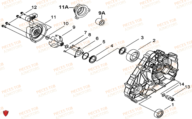 Cache Carter Moteur Gauche 1 TGB Pieces TGB TARGET 400/425 4x4 (No Serie RFCFBEVEA.. Type: VSE)