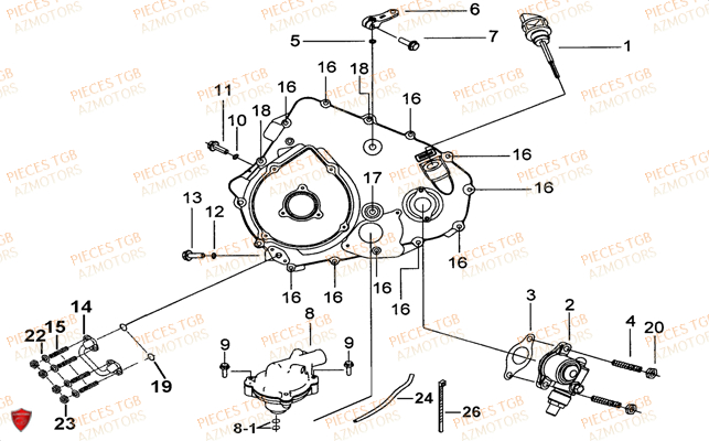 Cache Carter Moteur Gauche 2 TGB Pieces TGB TARGET 400/425 4x4 (No Serie RFCFBEVEA.. Type: VSE)