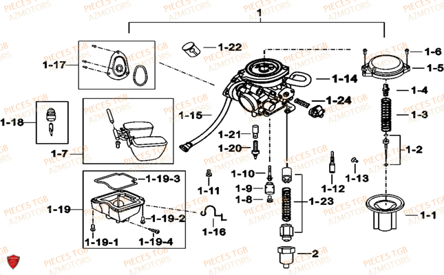 Carburateur TGB Pieces TGB TARGET 400/425 4x4 (No Serie RFCFBEVEA.. Type: VSE)