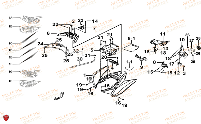 Carrosserie Arriere TGB Pieces TGB TARGET 400/425 4x4 (No Serie RFCFBEVEA.. Type: VSE)