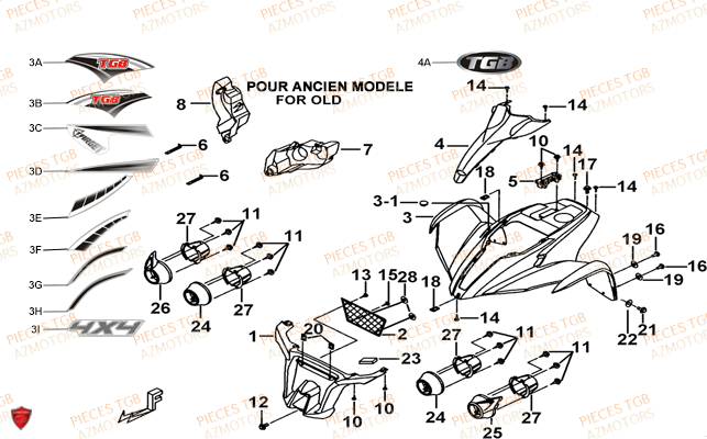 Carrosserie Avant TGB Pieces TGB TARGET 400/425 4x4 (No Serie RFCFBEVEA.. Type: VSE)