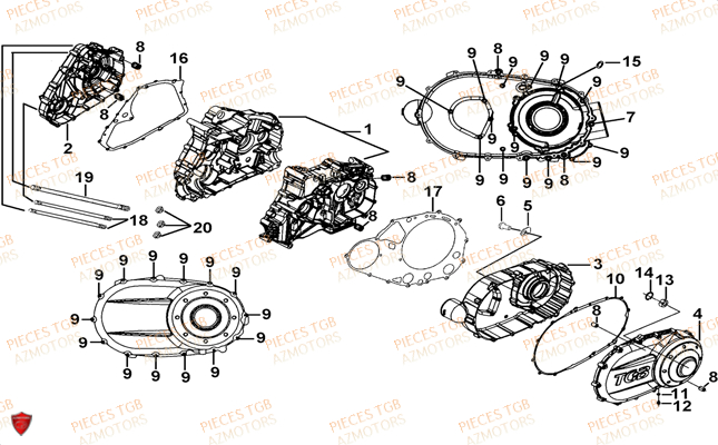 Carter Moteur TGB Pieces TGB TARGET 400/425 4x4 (No Serie RFCFBEVEA.. Type: VSE)