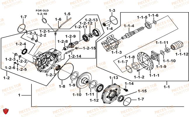 Differentiel Arriere TGB Pieces TGB TARGET 400/425 4x4 (No Serie RFCFBEVEA.. Type: VSE)