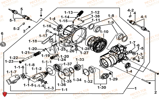 Differentiel Avant TGB Pieces TGB TARGET 400/425 4x4 (No Serie RFCFBEVEA.. Type: VSE)