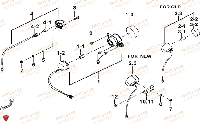 Eclairage Arriere TGB Pieces TGB TARGET 400/425 4x4 (No Serie RFCFBEVEA.. Type: VSE)