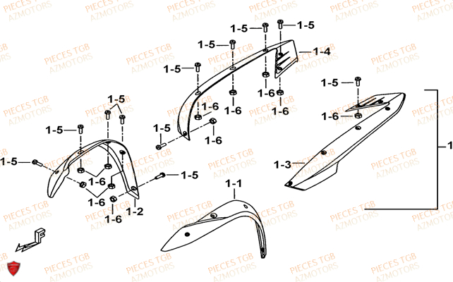 Elargisseurs Ailes (option) TGB Pieces TGB TARGET 400/425 4x4 (No Serie RFCFBEVEA.. Type: VSE)