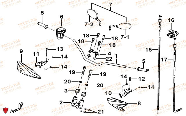 Guidon TGB Pieces TGB TARGET 400/425 4x4 (No Serie RFCFBEVEA.. Type: VSE)