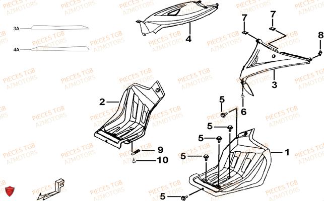 Marche Pied TGB Pieces TGB TARGET 400/425 4x4 (No Serie RFCFBEVEA.. Type: VSE)