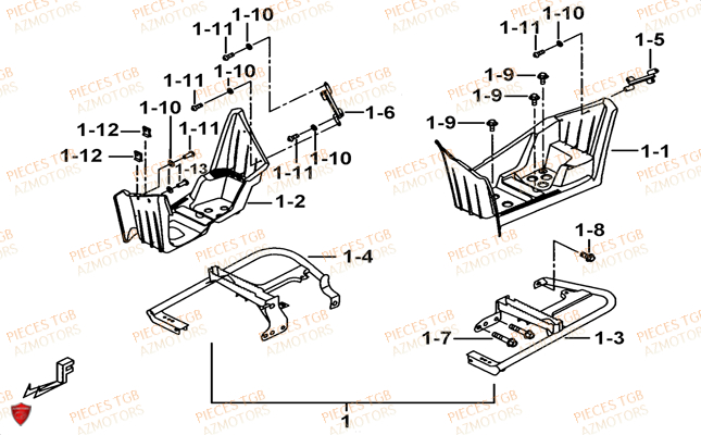 Marche Pied (option) AZMOTORS Pieces TGB TARGET 400/425 4x4 (No Serie RFCFBEVEA.. Type: VSE)