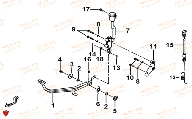 Pedale De Frein TGB Pieces TGB TARGET 400/425 4x4 (No Serie RFCFBEVEA.. Type: VSE)