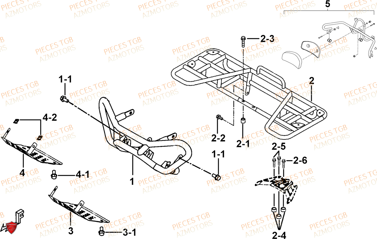 Porte Bagages (option) TGB Pieces TGB TARGET 400/425 4x4 (No Serie RFCFBEVEA.. Type: VSE)