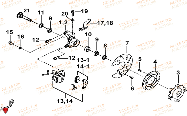 Porte Fusee De Direction TGB Pieces TGB TARGET 400/425 4x4 (No Serie RFCFBEVEA.. Type: VSE)