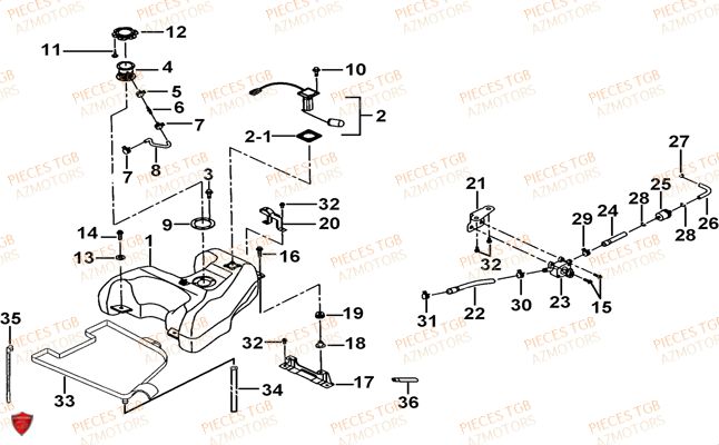 Reservoir Jusqu Au No Serie 012496 TGB Pieces TGB TARGET 400/425 4x4 (No Serie RFCFBEVEA.. Type: VSE)