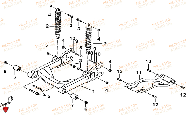 Suspension Arriere TGB Pieces TGB TARGET 400/425 4x4 (No Serie RFCFBEVEA.. Type: VSE)