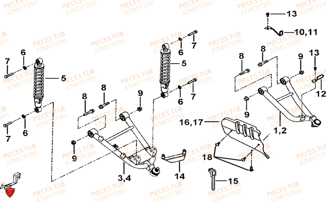 Suspension Avant TGB Pieces TGB TARGET 400/425 4x4 (No Serie RFCFBEVEA.. Type: VSE)