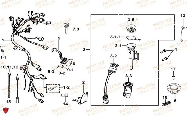 Systeme Electrique 2 TGB Pieces TGB TARGET 400/425 4x4 (No Serie RFCFBEVEA.. Type: VSE)