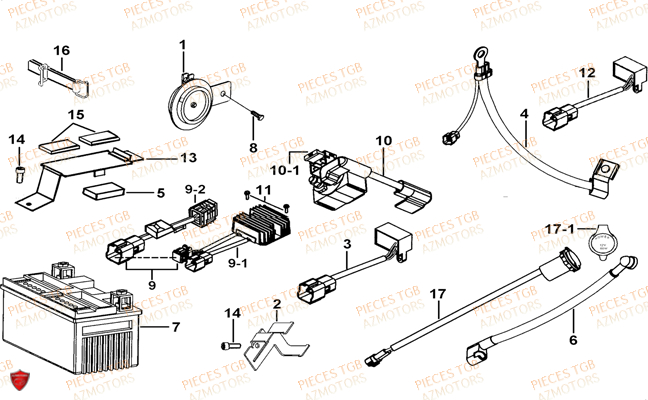 Systeme Electrique 3 TGB Pieces TGB TARGET 400/425 4x4 (No Serie RFCFBEVEA.. Type: VSE)