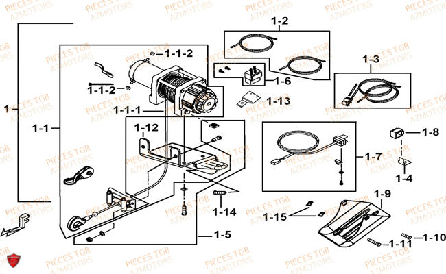 Treuil (modele Tgb Co) TGB Pieces TGB TARGET 400/425 4x4 (No Serie RFCFBEVEA.. Type: VSE)