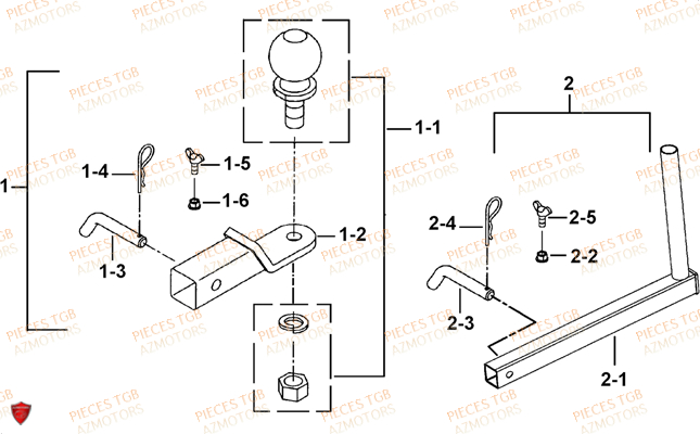 Attelage (option) AZMOTORS Pieces TGB TARGET 460R - 460R-F (No Serie RFCFBFVFA...Type: VSF)