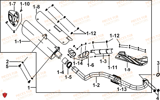 Echappement TGB Pieces TGB TARGET 460R - 460R-F (No Serie RFCFBFVFA...Type: VSF)