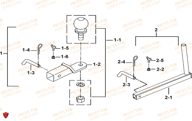 Attelage (option) AZMOTORS Pieces TGB TARGET 460 IRS (No Serie RFCFBFVFD...Type: VSF-D)