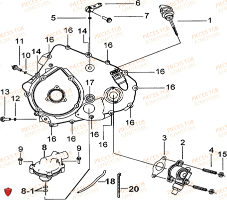 Cache Carter Moteur Gauche 2 TGB Pieces TGB TARGET 460 IRS (No Serie RFCFBFVFD...Type: VSF-D)