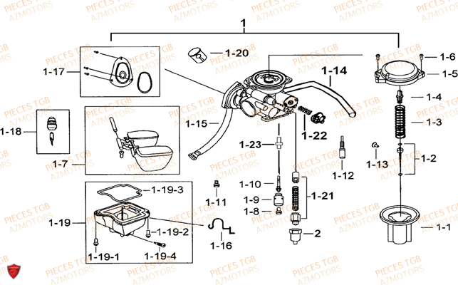 Carburateur TGB Pieces TGB TARGET 460 IRS (No Serie RFCFBFVFD...Type: VSF-D)