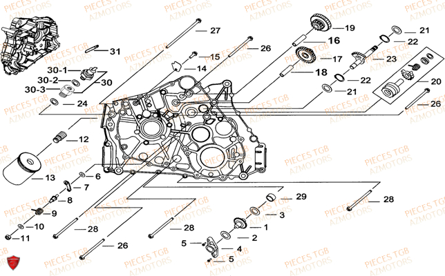 CARTER MOTEUR GAUCHE 1 TGB TGB TARGET 460 IRS