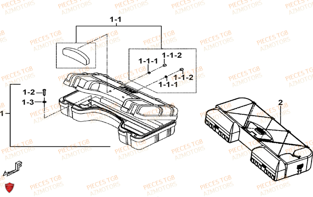 Coffre Arriere (option) AZMOTORS Pieces TGB TARGET 460 IRS (No Serie RFCFBFVFD...Type: VSF-D)