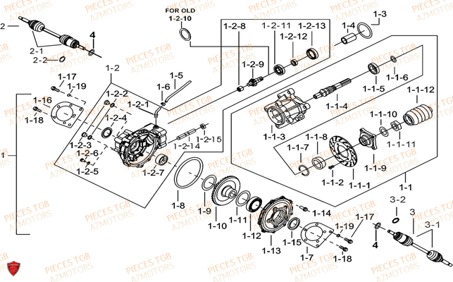 Differentiel Arriere TGB Pieces TGB TARGET 460 IRS (No Serie RFCFBFVFD...Type: VSF-D)