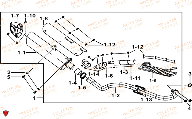 Echappement TGB Pieces TGB TARGET 460 IRS (No Serie RFCFBFVFD...Type: VSF-D)