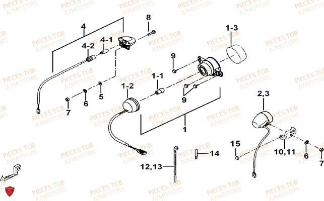 Eclairage Arriere TGB Pieces TGB TARGET 460 IRS (No Serie RFCFBFVFD...Type: VSF-D)