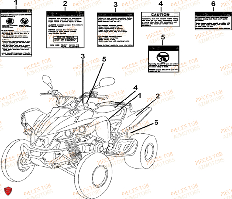 Etiquettes De Securite TGB Pieces TGB TARGET 460 IRS (No Serie RFCFBFVFD...Type: VSF-D)