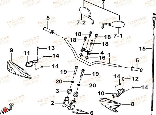 Guidon TGB Pieces TGB TARGET 460 IRS (No Serie RFCFBFVFD...Type: VSF-D)