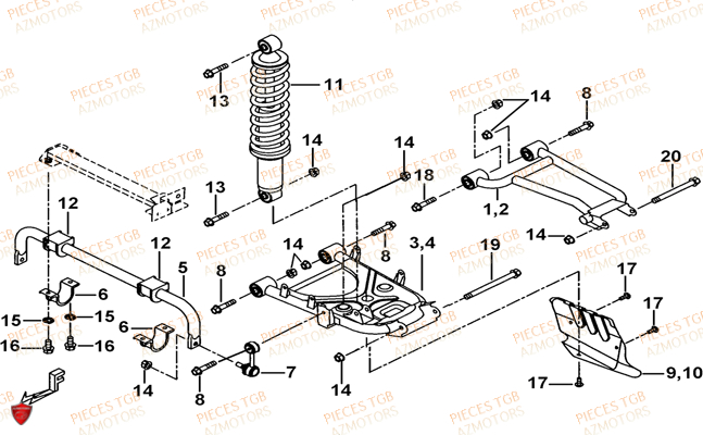 Suspension Arriere TGB Pieces TGB TARGET 460 IRS (No Serie RFCFBFVFD...Type: VSF-D)