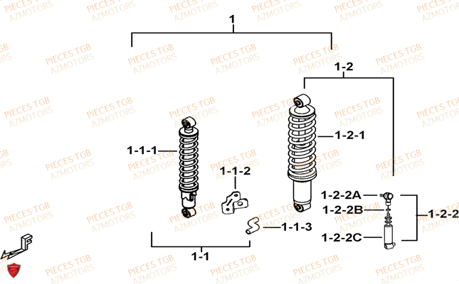 Amortisseurs TGB Pieces TGB TARGET 550 IRS 4x4 (No Serie RFCFBEVDE... Type: VSG-DE)