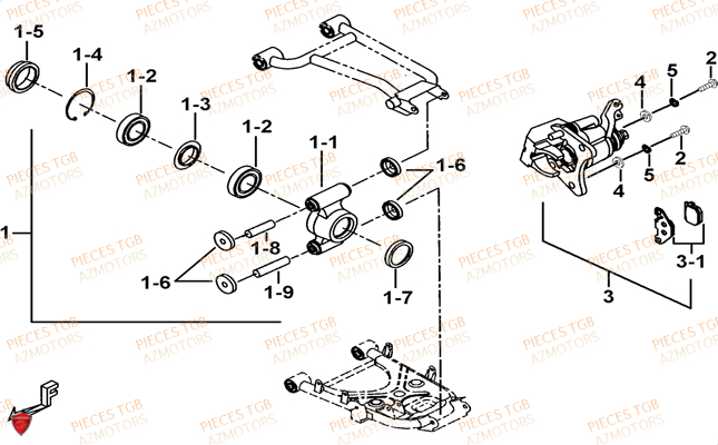 Axe Arriere TGB Pieces TGB TARGET 550 IRS 4x4 (No Serie RFCFBEVDE... Type: VSG-DE)