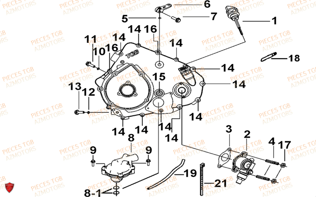 Cache Carter Moteur Gauche 2 TGB Pieces TGB TARGET 550 IRS 4x4 (No Serie RFCFBEVDE... Type: VSG-DE)