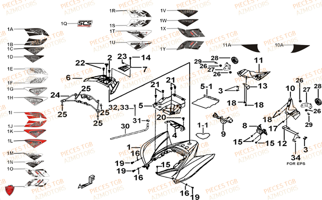 Carrosserie Arriere TGB Pieces TGB TARGET 550 IRS 4x4 (No Serie RFCFBEVDE... Type: VSG-DE)